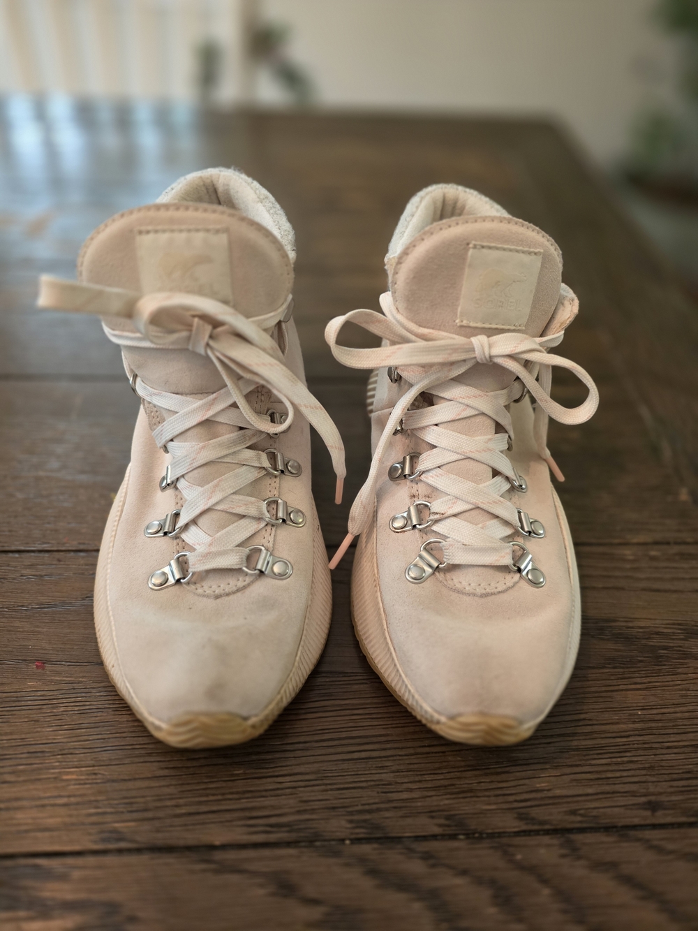 Sorel Pale Pink Lace-Up Suede Hiking Boots